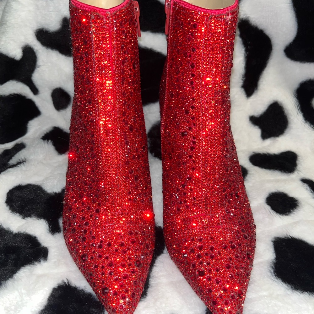 Betsey Johnson Red Glitter Cady Boots